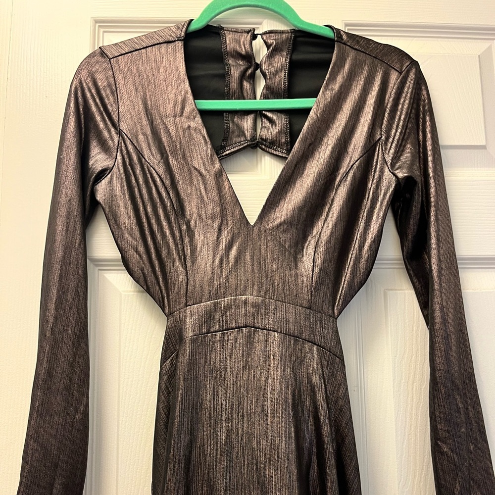 Metallic Body Con Evening Dress